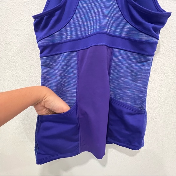Athleta Tank Top Womens Tall Small Blue Purple Space Dye Racerback Shelf Bra Gym - Picture 5 of 10
